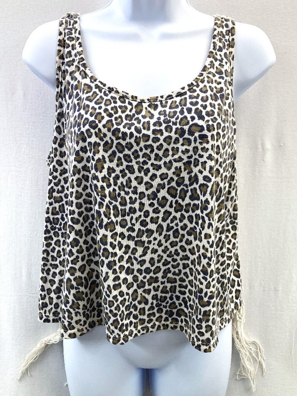 Charlotte Russe Leopard Crochet Back Tank Top - Size Large